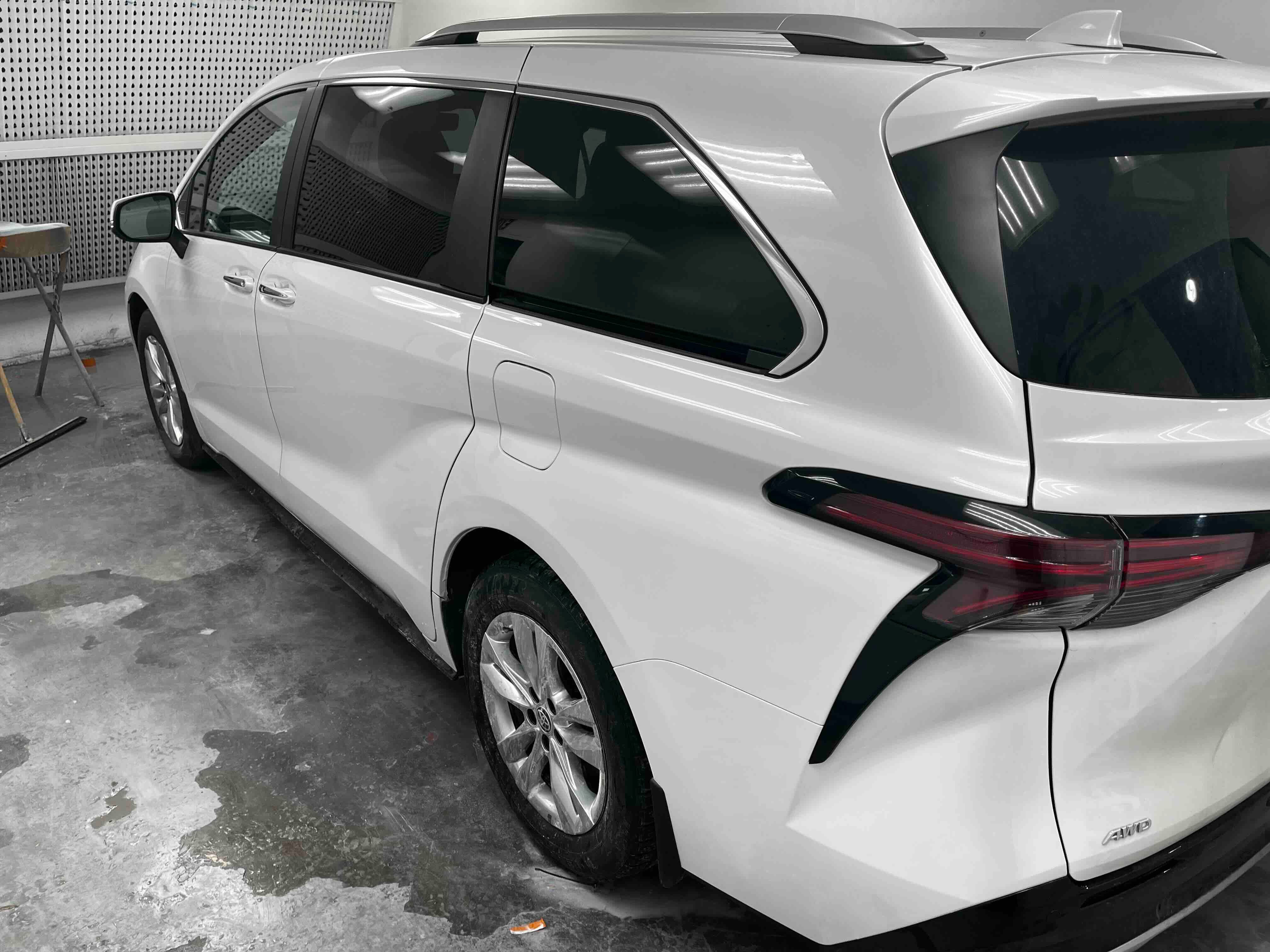 Toyota Sienna left quarter panel & door dent repaired