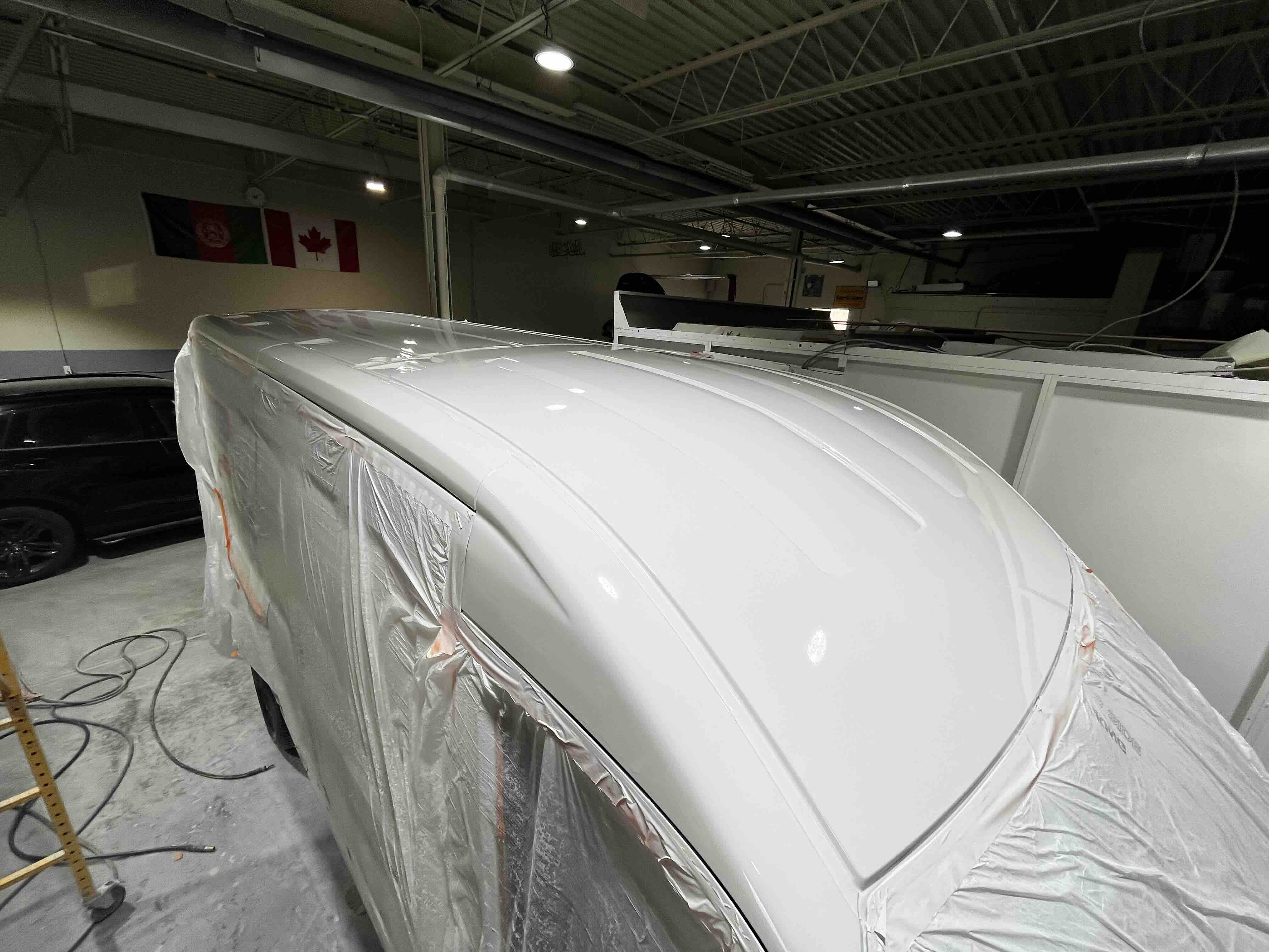 Roof of Mercedes-Benz Sprinter van in the Greensburg Auto shop